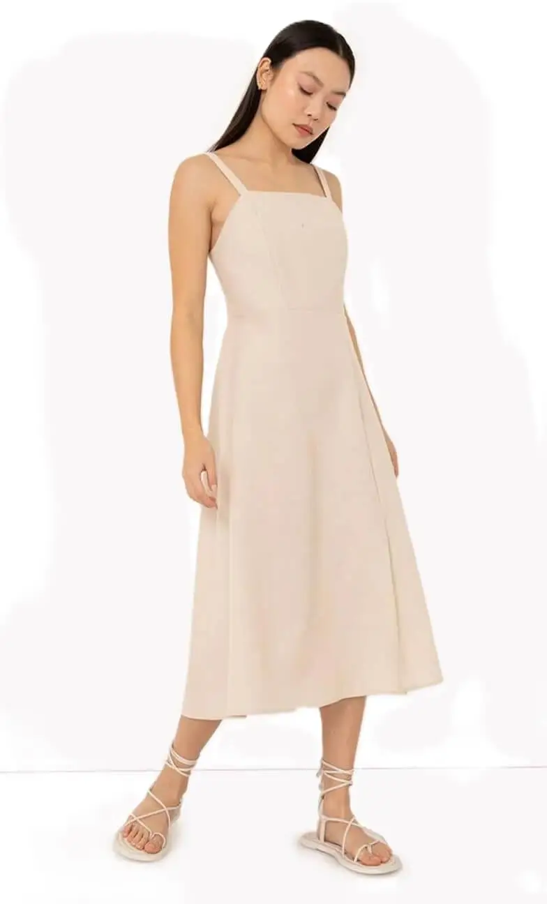 Vestido midi bege