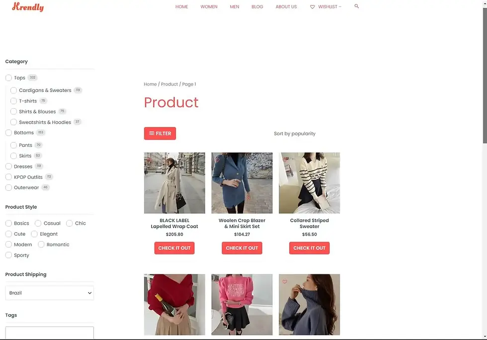 Loja de moda Coreana Krendly