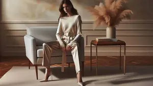 Mulher elegante com estilo quiet luxury