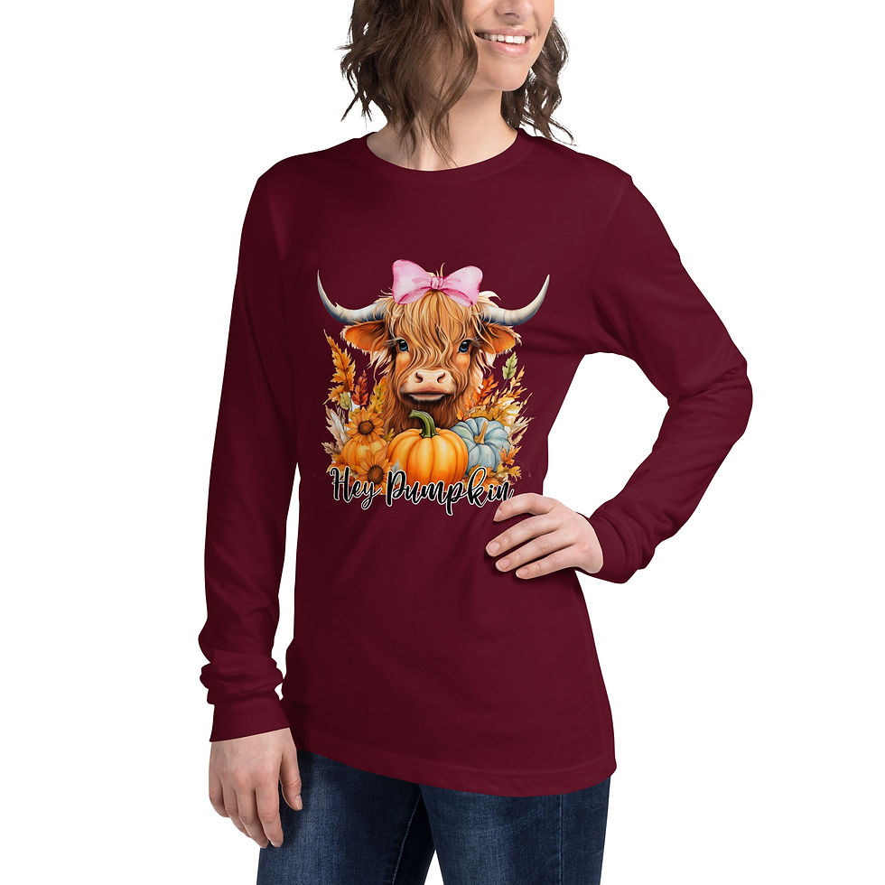 Thumbnail: Hey Pumpkin Highland Unisex Long Sleeve Tee