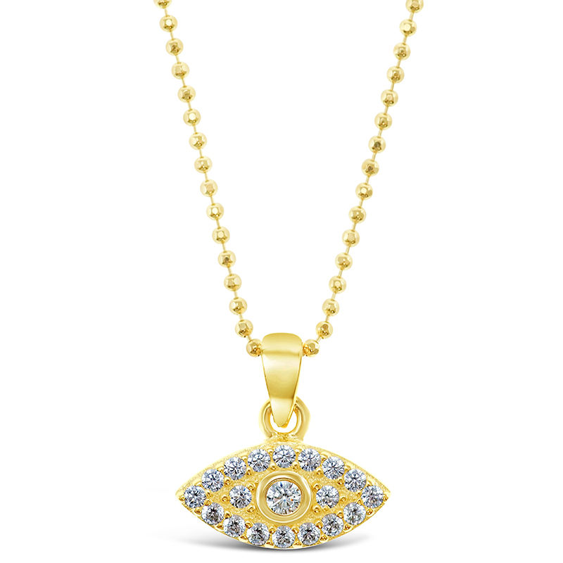 Bitter Sweet Gold Plated Sterling Silver Cubic Zirconia Evil Eye Necklace 128054