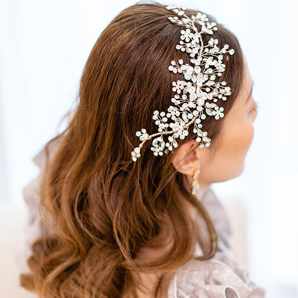 Thumbnail: Bridal Rose Gold Flower Headband 143605