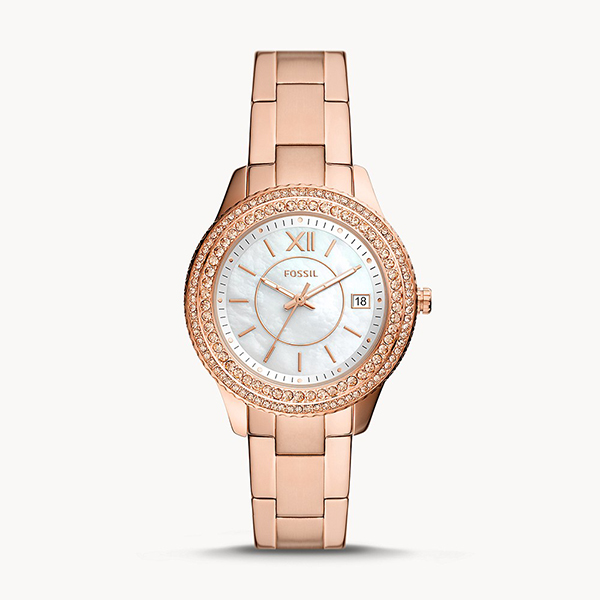 Fossil Stella Three-Hand Date Rose Gold-Tone Stainless Steel Watch 147058