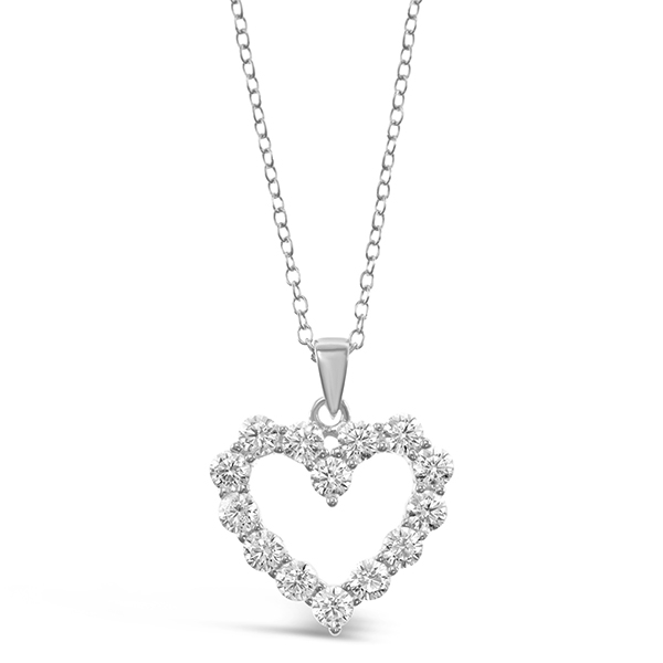 Sterling Silver Cubic Zirconia Heart Necklace 148591