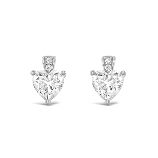 Sterling Silver Cubic Zirconia Heart Earrings 148603