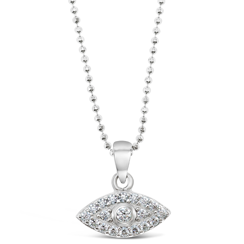 Sterling Silver Cubic Zirconia Evil Eye Necklace