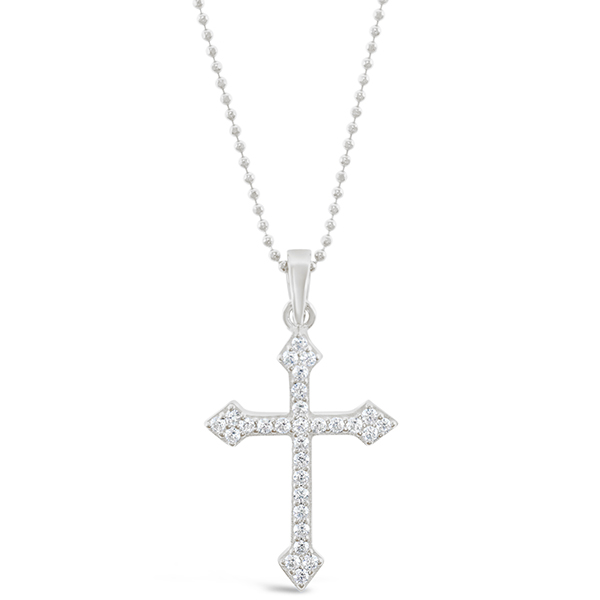 Sterling Silver Cubic Zirconia Cross Necklace 147693