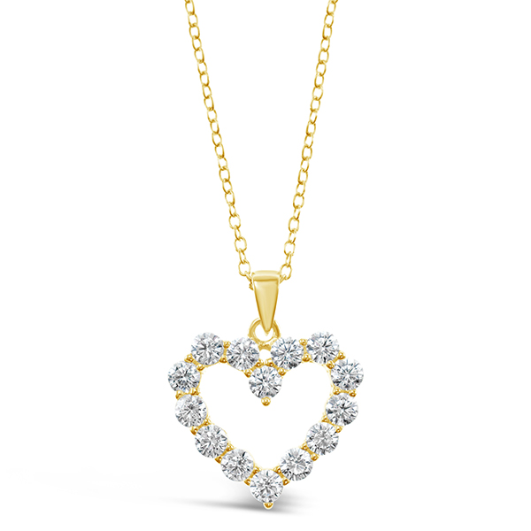 Gold Plated Sterling Silver Cubic Zirconia Heart Necklace