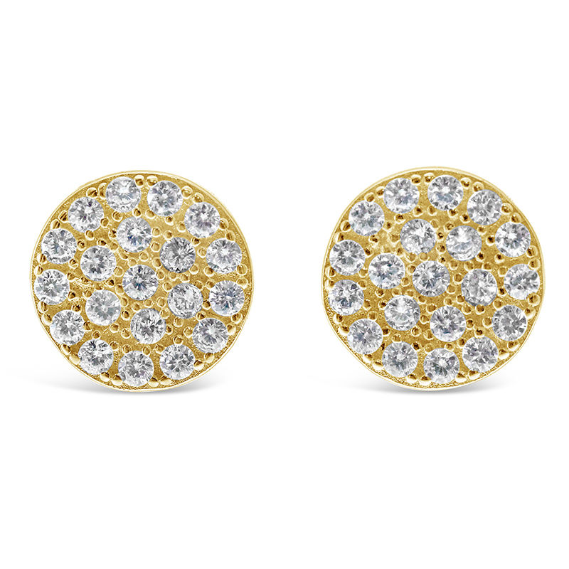 Yellow Gold Plated Sterling Silver Cubic Zirconia Earrings 129282