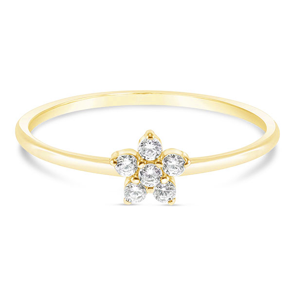 Gold Plated Sterling Silver Cubic Zirconia Flower Ring