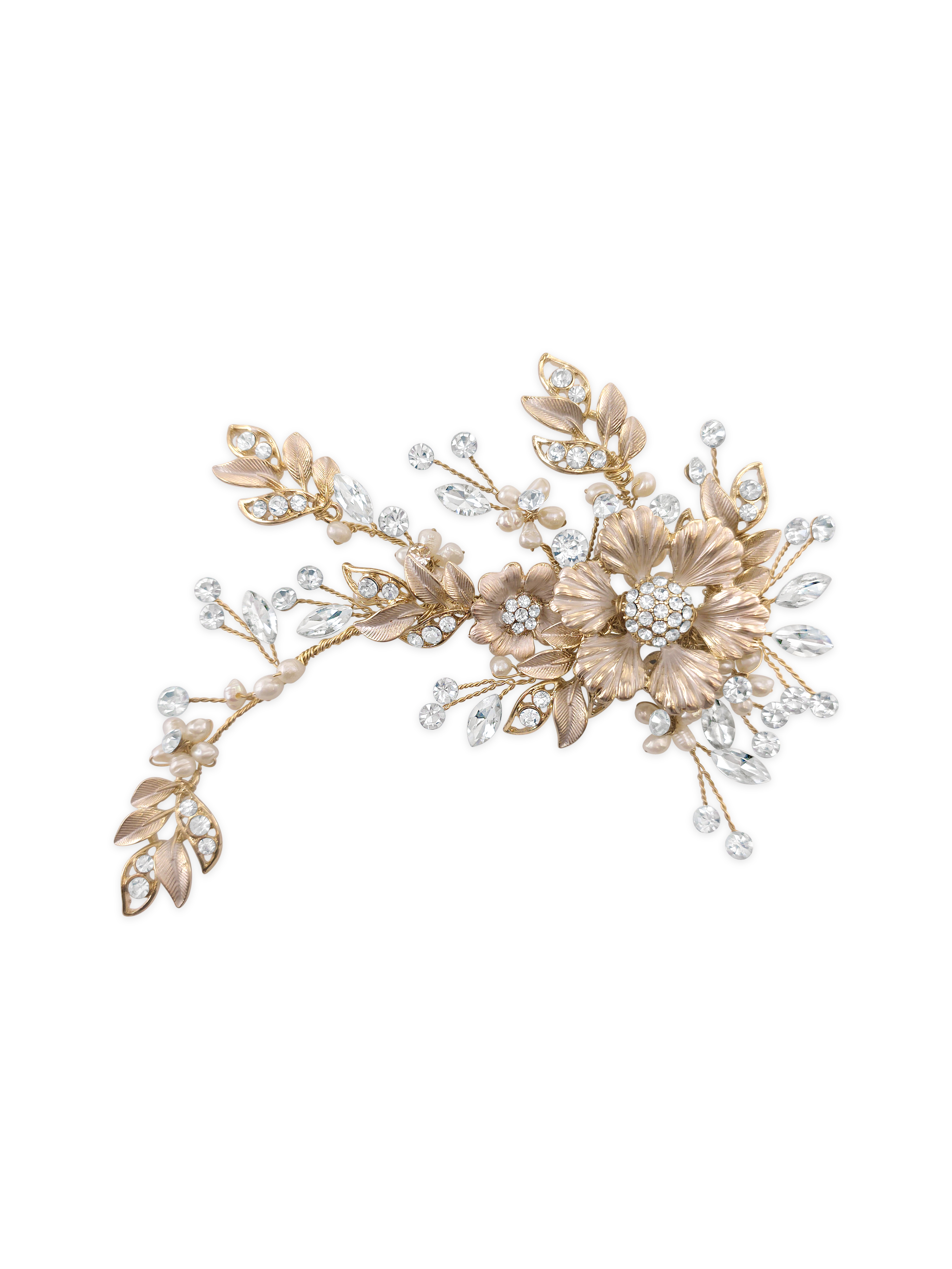 Bridal Silver Matte  Gold Flower  Hair Comb137611