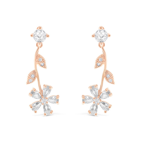 Thumbnail: Bridal Rosegold Cubic Zirconia Necklace & Earrings Set 149285