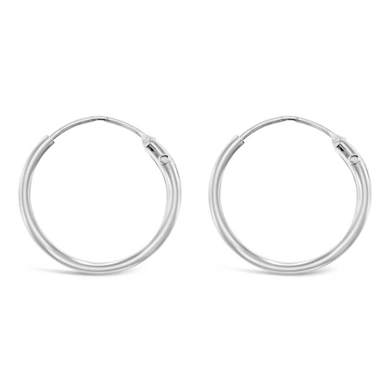 Sterling Silver Plain 12mm Hoops Earrings 132279