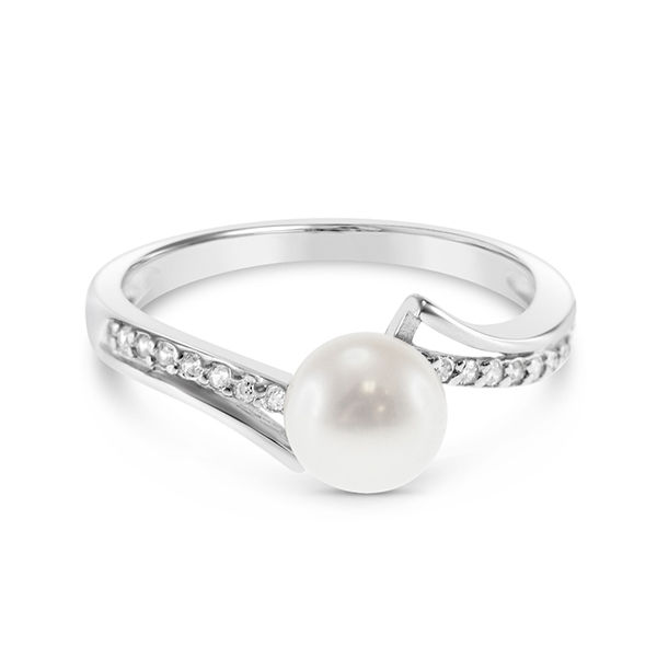 Sterling Silver Cubic Zirconia Pearl Ring 148386