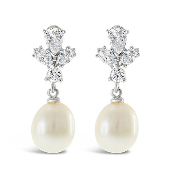 Bitter Sweet Sterling Silver Cubic Zirconia Pearl Earrings 143282