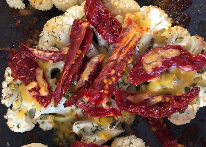 My Italian Cauliflower Steaks Married To Cheese, Yum! Cutting Tips!
