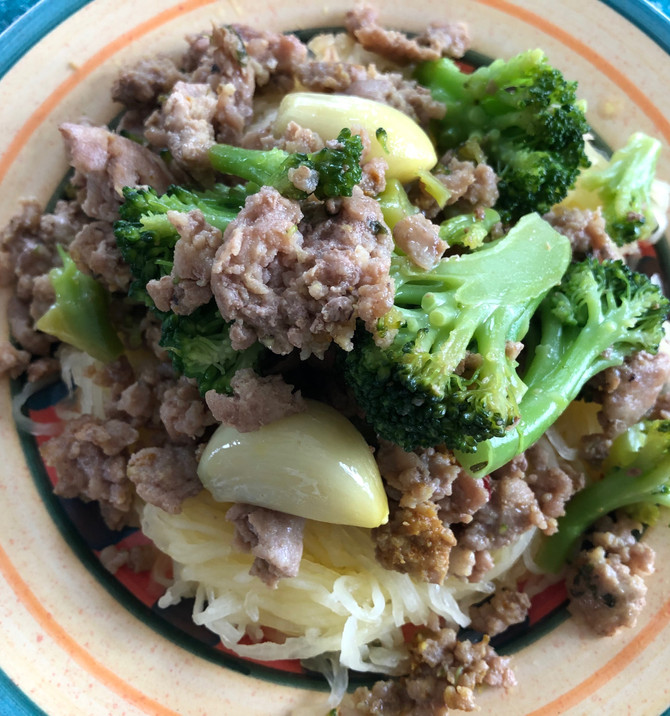 Spaghetti Squash Topping Bordering On Chinese Takeout Flavor, Eyes Closed And Taste!! Calories Be Go