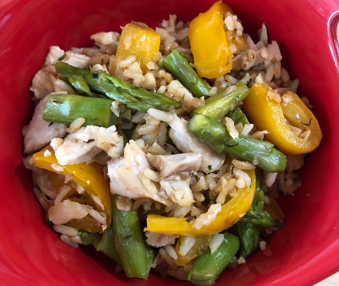 Spring Chicken Veggies And Two Kinds Of Rice, Sort Of!! It's A Two Fer!!