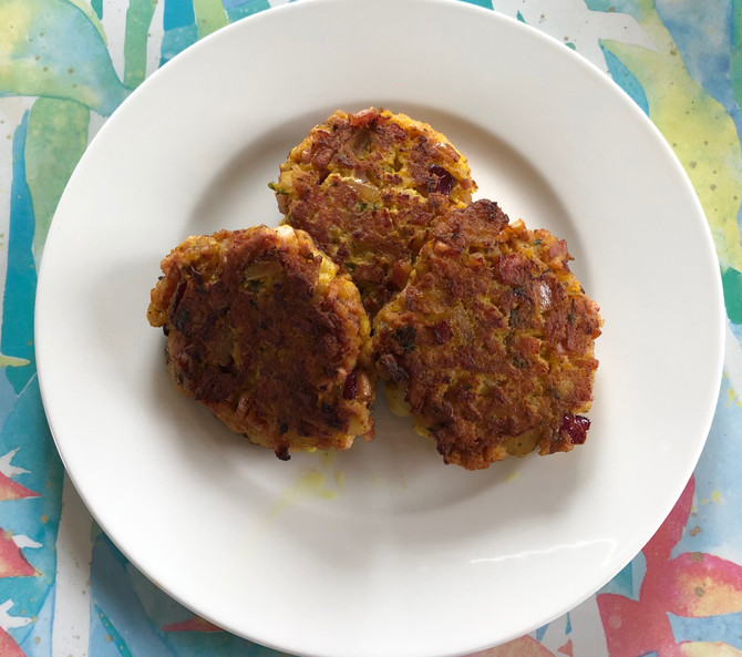 Leftover Easter Ham Patties, Apple And Red Onion Join The Party!