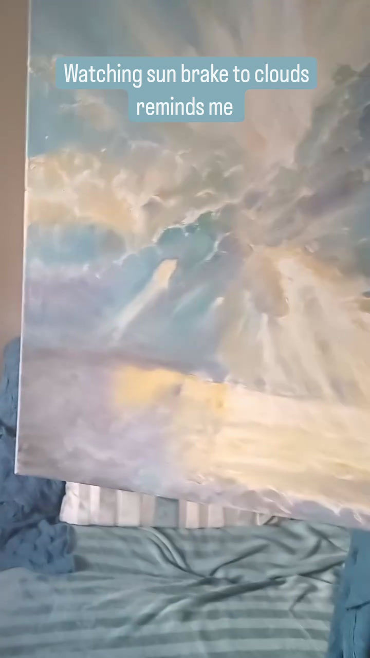 Thumbnail: sun breaking through the clouds original oil painting