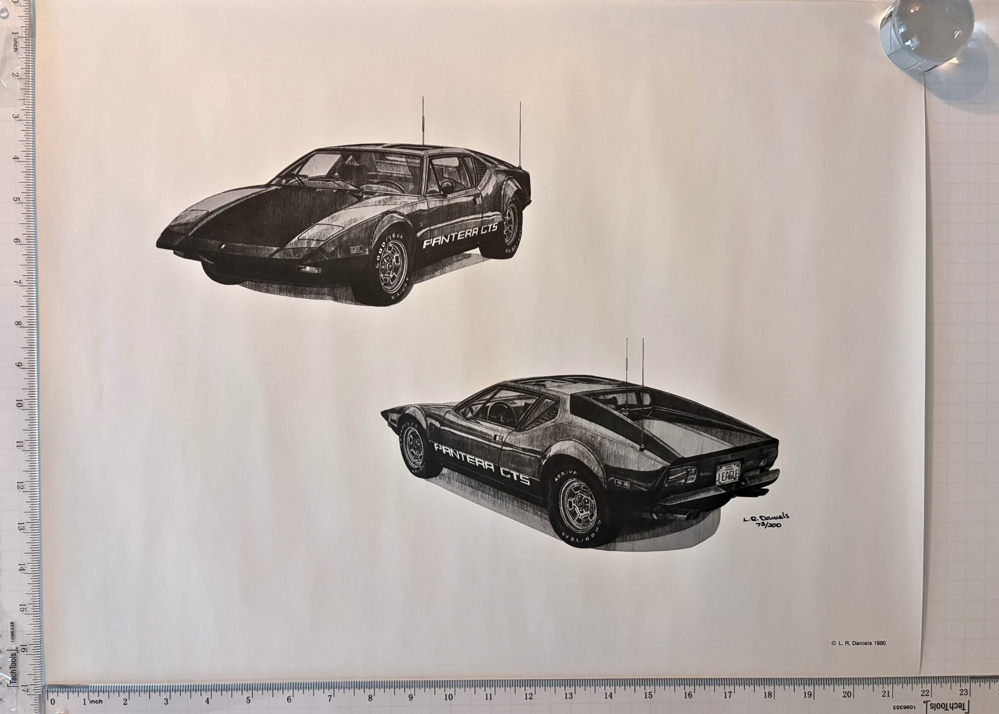 L.R. Daniels De Tomaso Pantera GTS Print - Limited 73/200 - 1980