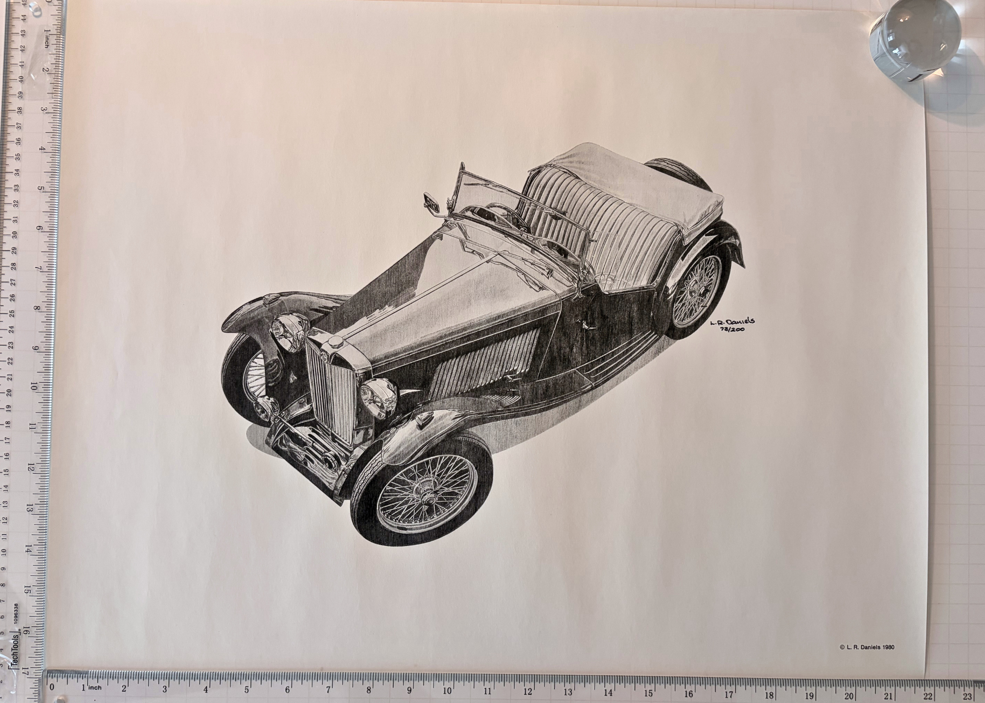 L.R. Daniels MG TC Automotive Print - Limited 73/200 - 1980
