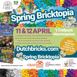 Poster Spring Bricktopia op 11 & 12 April 2026 in 't Trefpunt in Munstergeleen
