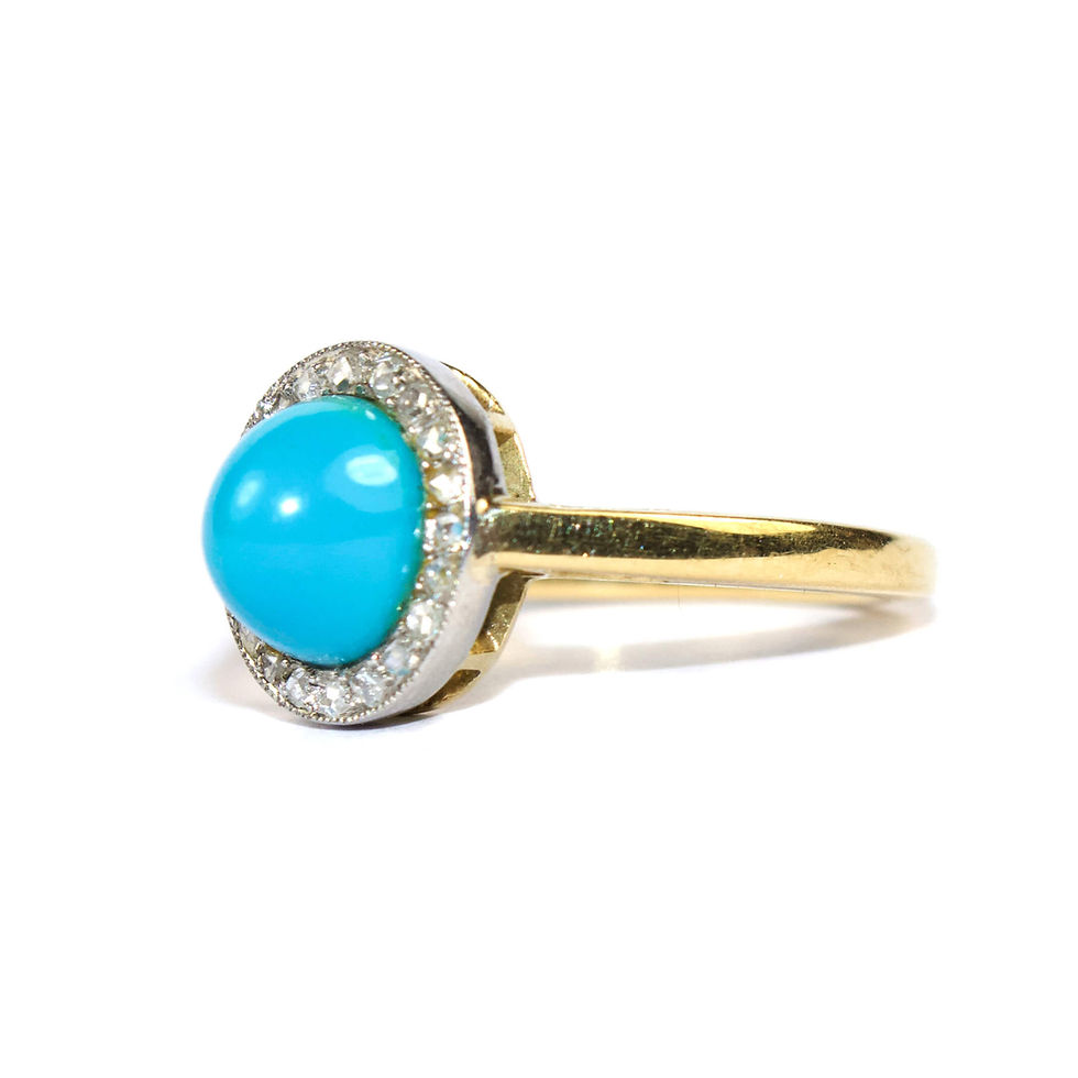 Vintage Turquoise and Diamond Cluster Ring