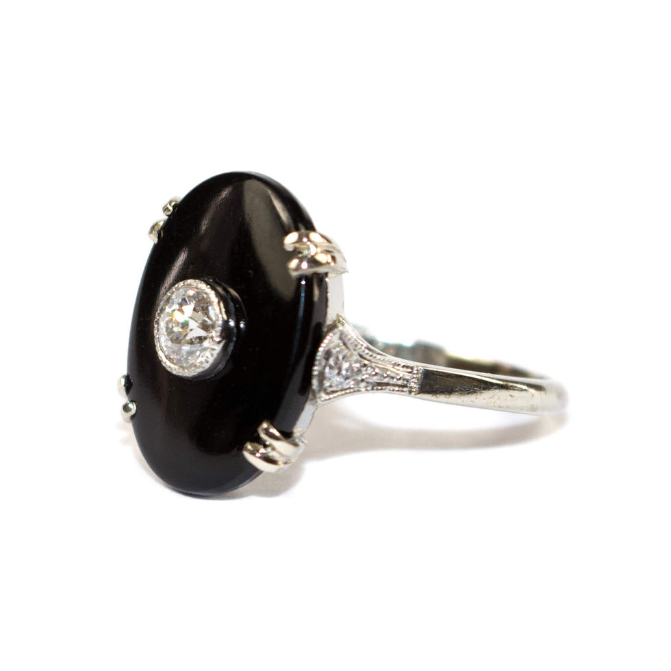 Art Deco Onyx and Diamond Ring