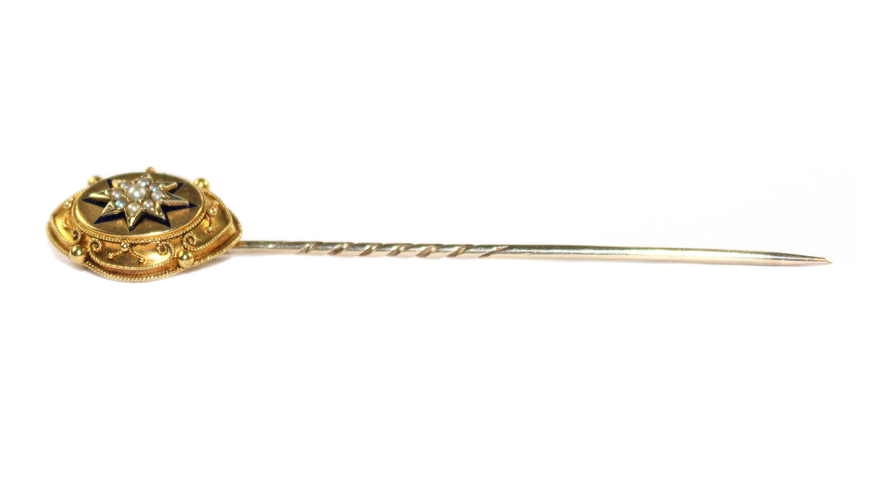 Victorian Gold Pearl Star Stickpin UK