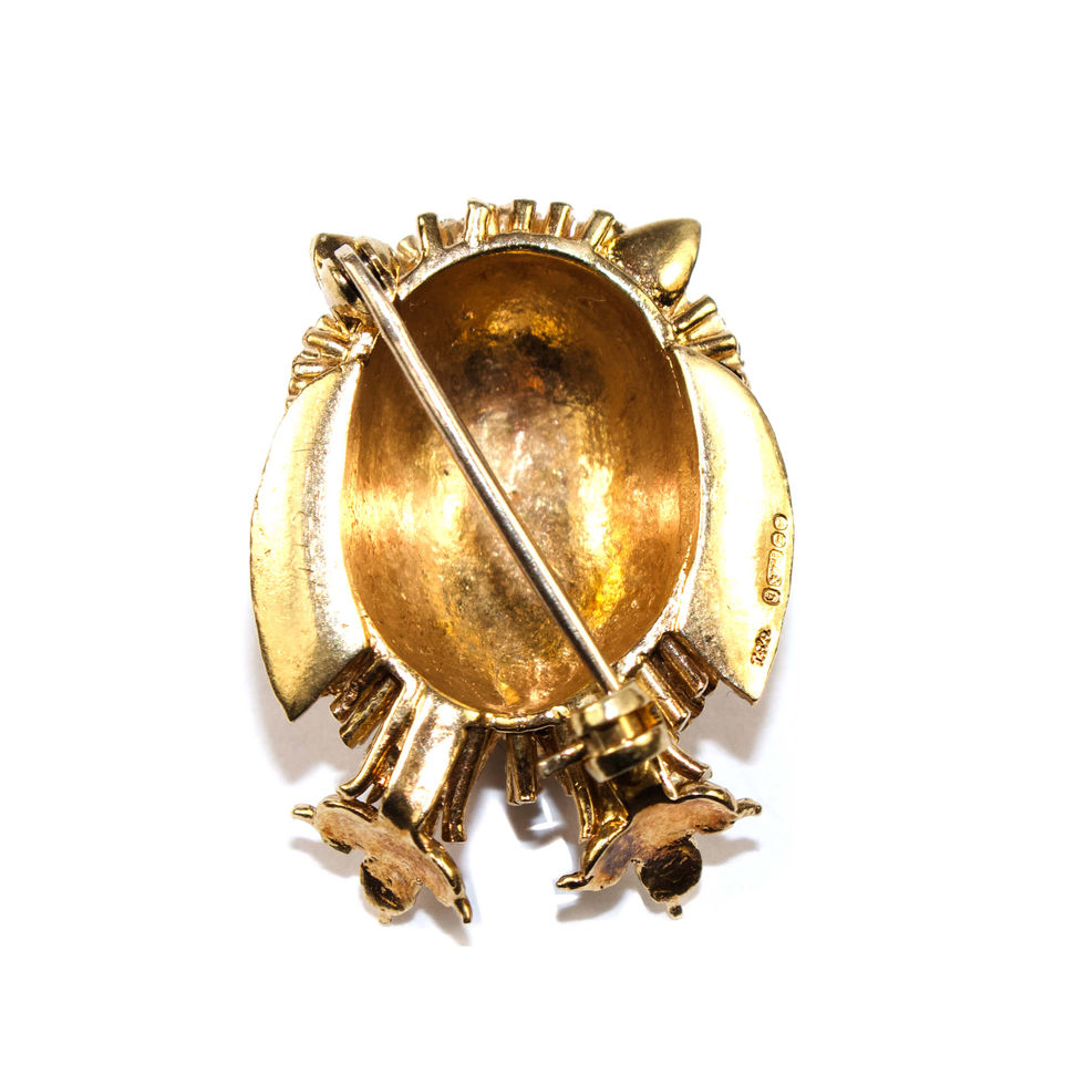 Vintage Gold Owl Brooch