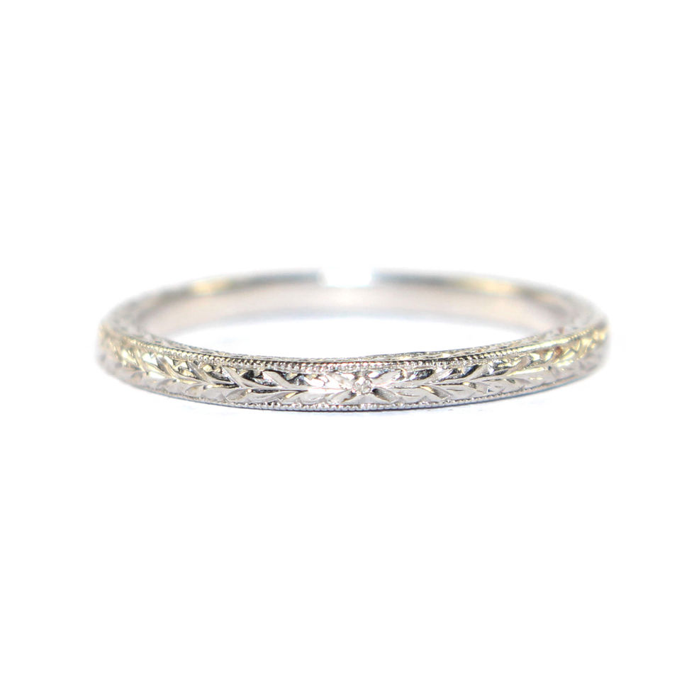Art Deco Platinum Wedding Band size N