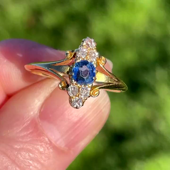 Victorian Sapphire and Diamond Marquise Ring