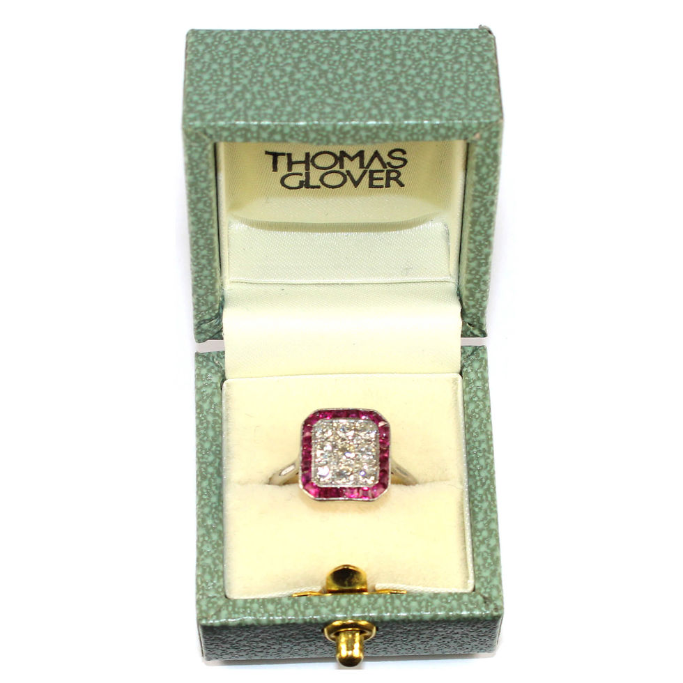 Art Deco Calibré Ruby & Diamond engagement Ring UK