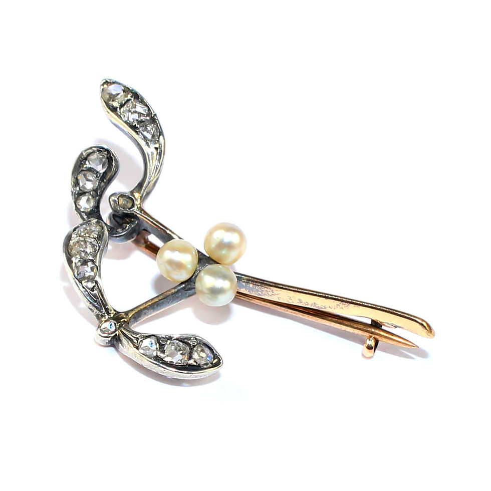 Victorian Diamond Mistletoe Brooch
