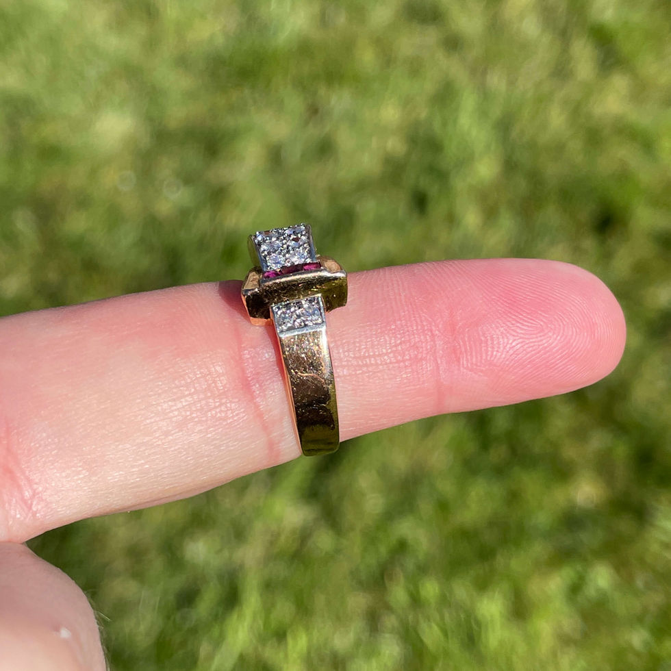 Art Deco Diamond & Ruby Buckle Ring UK