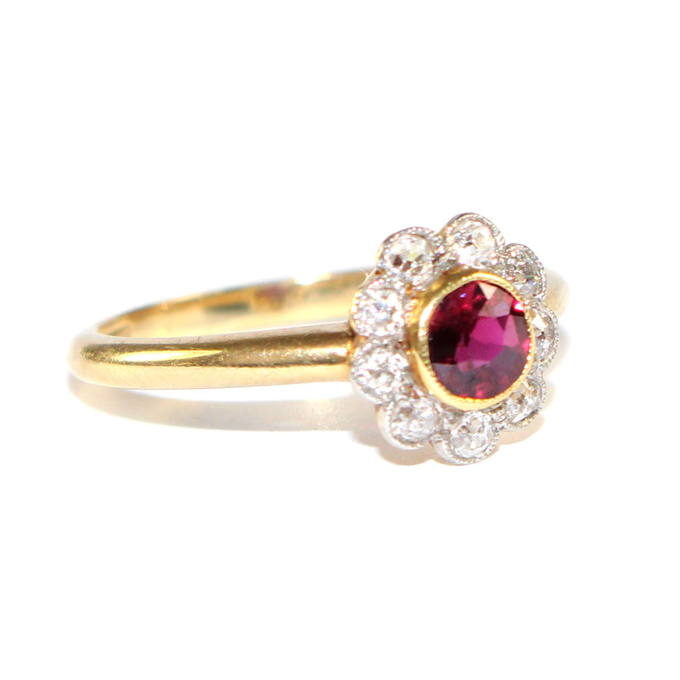 Edwardian Ruby Cluster Ring UK
