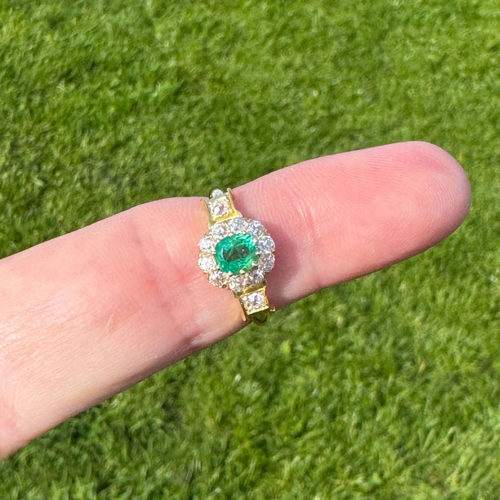 Vintage Emerald and Diamond Cluster Ring