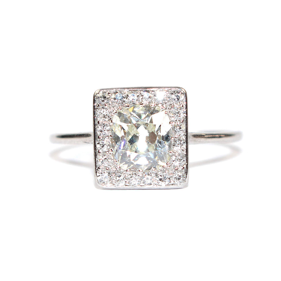 Art Deco Square Diamond Cluster Engagement Ring