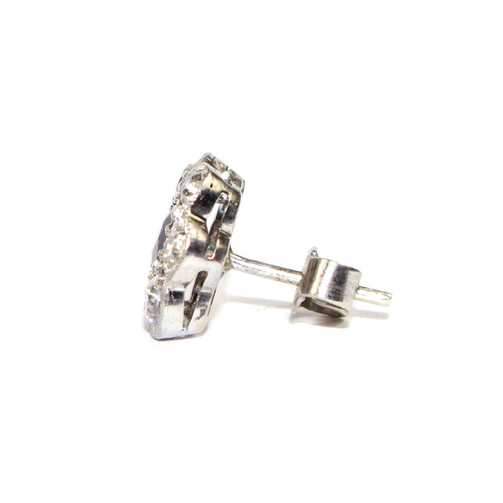 Art Deco Sapphire and Diamond Halo Earrings