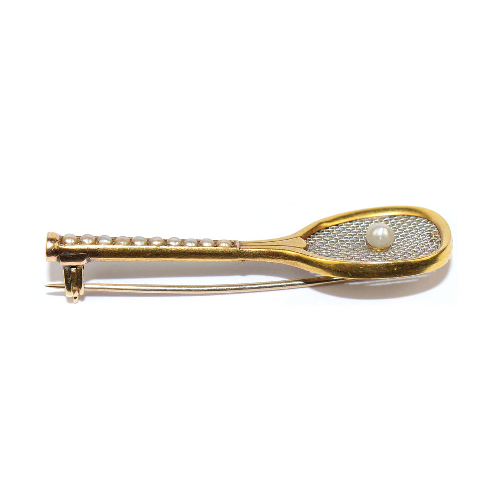 gold Tennis Racket Brooch UK
