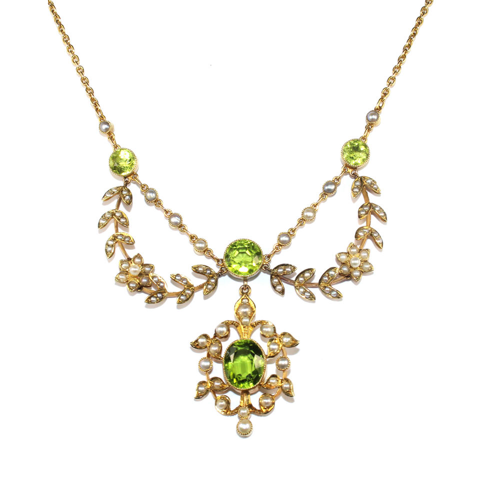 Antique Peridot drop Necklace Shrewsbury UK