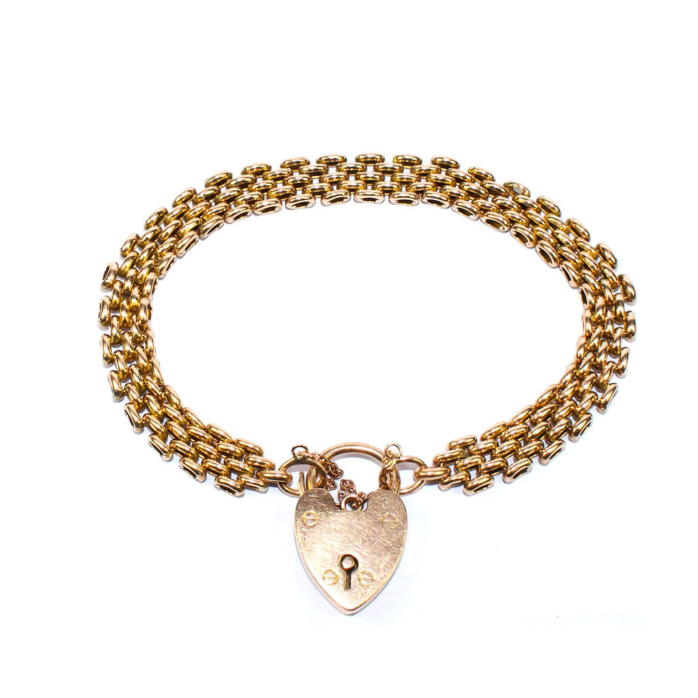 Edwardian Gold Padlock Link Bracelet Shropshire