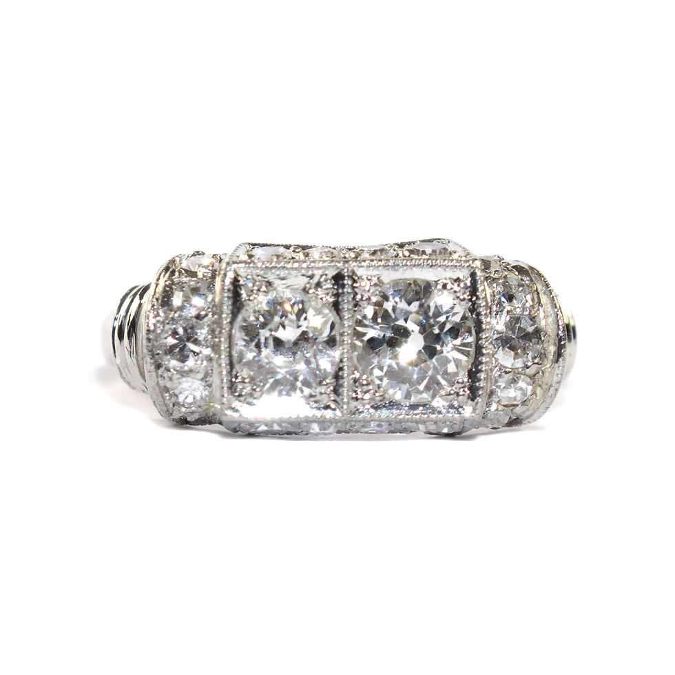 Art Deco Diamond 2 Stone Ring