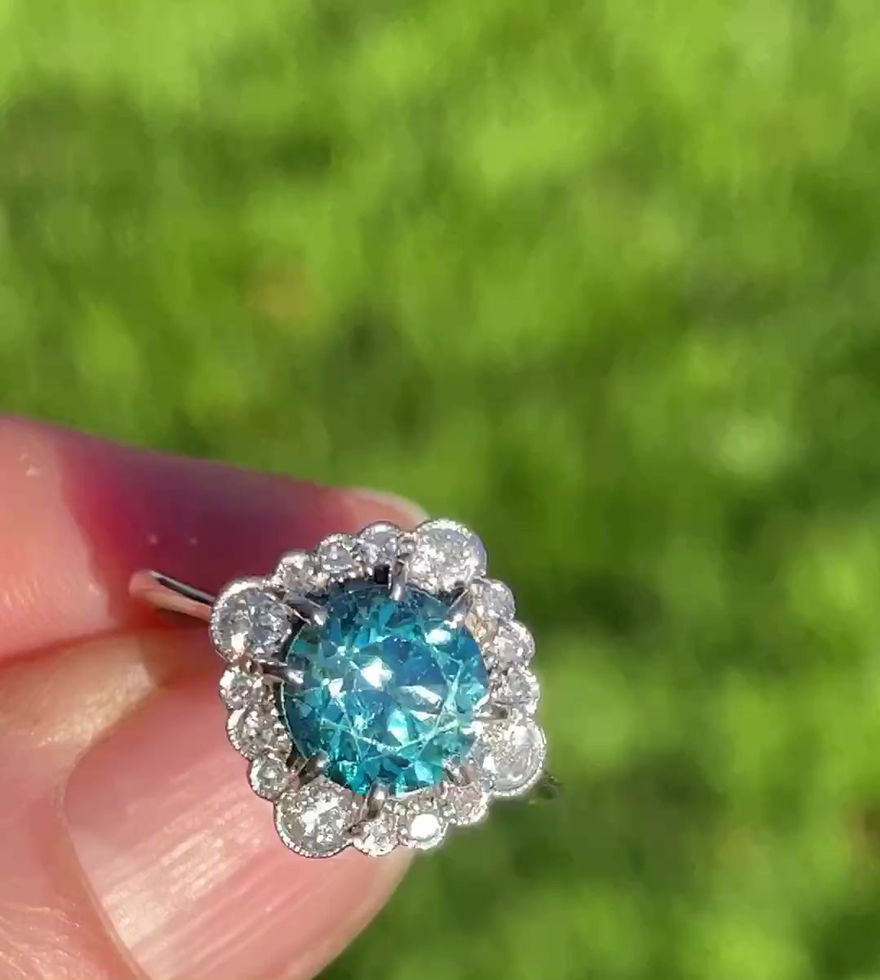 Art Deco Blue Zircon Ring