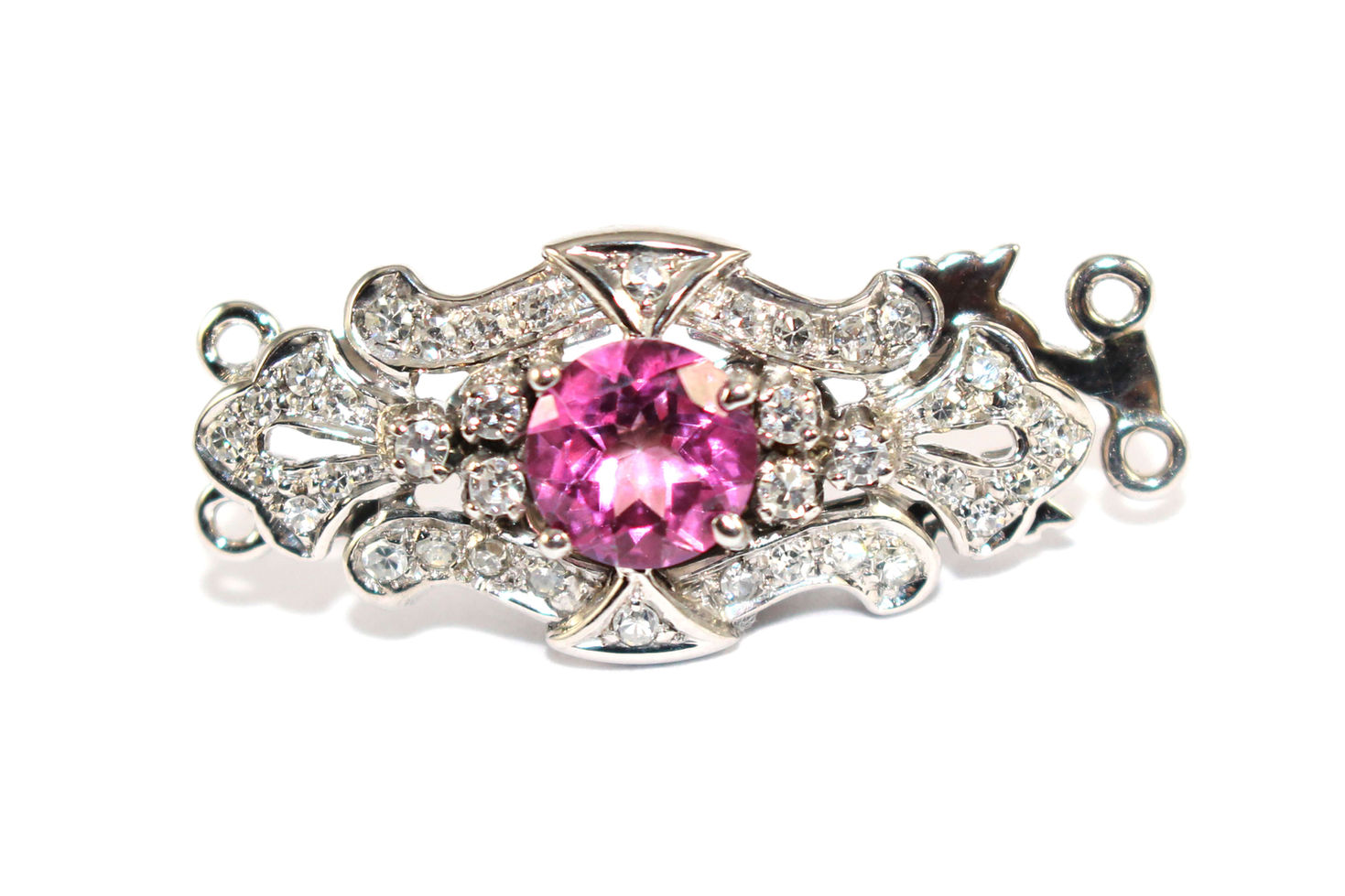 Vintage Pink Tourmaline & Diamond Clasp UK