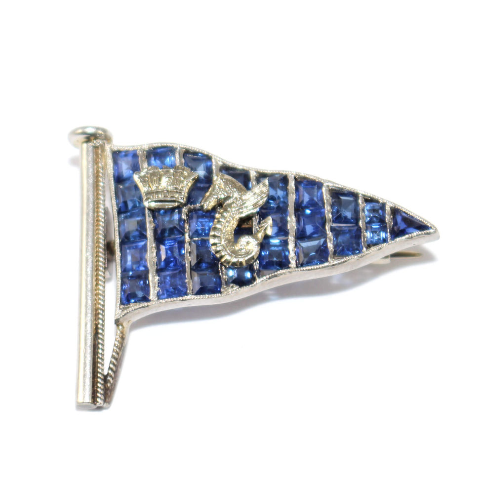 Art Deco Sapphire Sailing Burgee Brooch