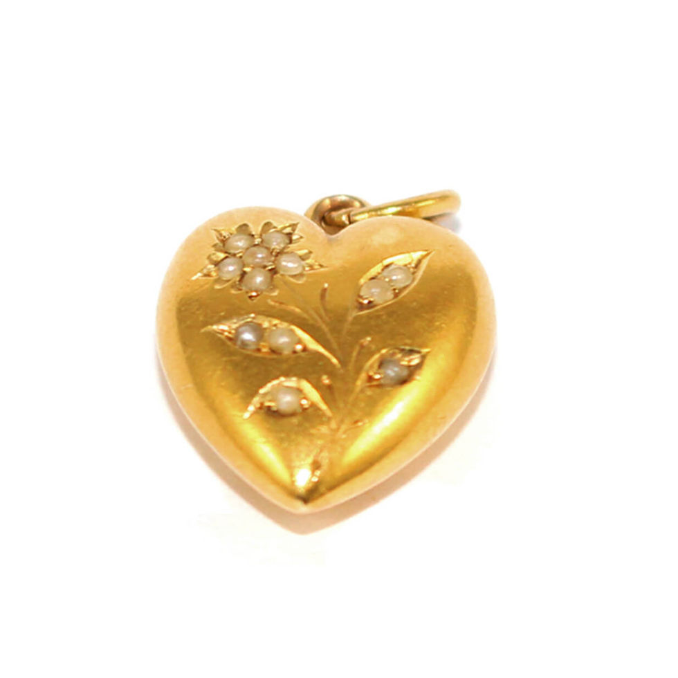 Victorian Gold Puffy Heart Pendant