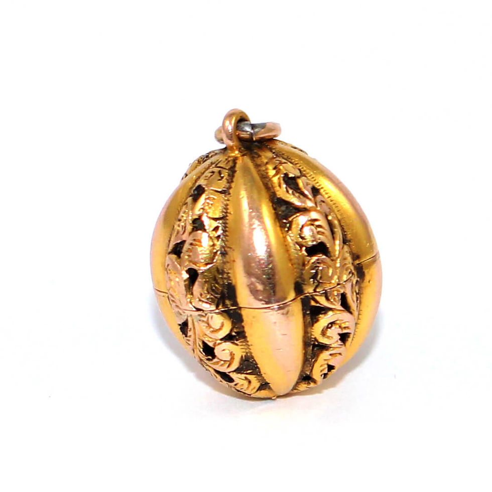 Victorian Gold Vinaigrette Pomander Charm Antique Shrewsbury