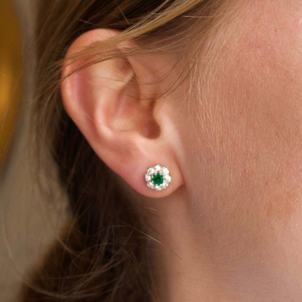 Secondhand Emerald and Diamond Earrings